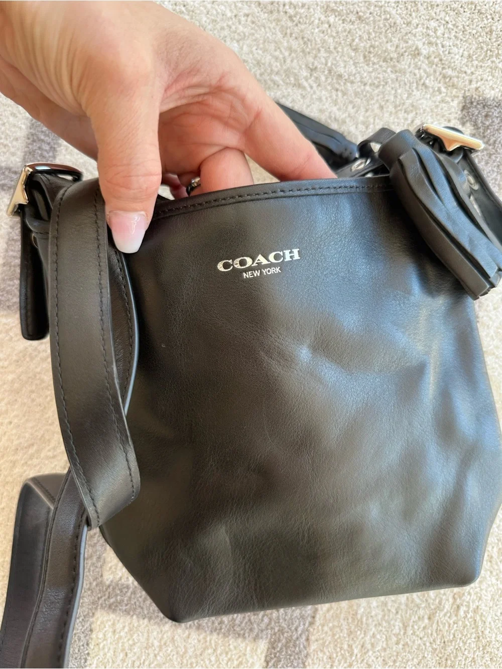 Coach Black Leather Crossbody legacy small